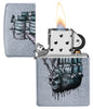 Zippo Feuerzeug Street Chrome Piratenschiff mit Totenkopf Online Only geöffnet mit Flamme