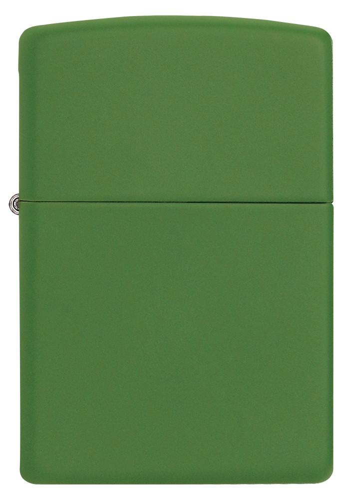 Vue de face briquet Zippo modèle de base Moss Green Matte