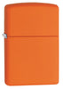 Vue de face 3/4 briquet Zippo Orange Matt modèle de base