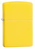 Vue de face 3/4 briquet Zippo modèle de base jaune citron