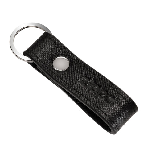 Porte-clés Zippo en cuir Saffiano, vue de face