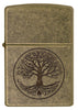 Vue de face briquet Zippo laiton antique gravure arbre de vie