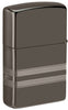 Briquet Zippo vue de dos Black Ice® avec gravure à 360° des flammes Zippo et du logo dans un design de bande de cigares