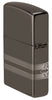 Briquet Zippo vue de côté Black Ice® avec gravure à 360° des flammes Zippo et du logo en design bande de cigares