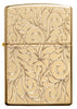 Briquet Zippo vue de face Armor® laiton poli miroir avec lignes ornementales gravées en profondeur