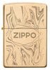 Briquet Zippo vue de face laiton brossé aspect marbre avec logo