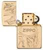 Briquet Zippo laiton brossé aspect marbre avec logo ouvert sans flamme