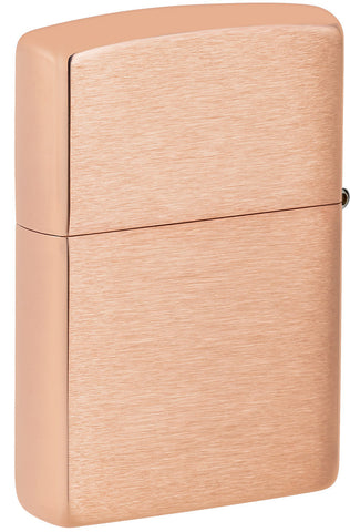 Briquet Zippo vue arrière ¾ angle Modèle de base en cuivre massif brossé