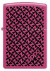 Briquet Zippo  vue de face et fait de métal en couleur rose et noir avec une illustration en couleur qui montre le logo Zippo est caché parmi les lettres Z