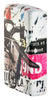 Briquet Zippo ¾ angle 540° vue de côté et fait de métal, avec une illustration en couleur inspiré de l'art de la rue, qui montre un cycliste téméraire au-dessus d'un collage d'autocollants et de tracts.