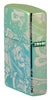 Briquet Zippo ¾ angle 360° vue de côté fait de métal, avec une illustration en couleur qui montre le style tatouage avec des squelettes de clowns des dés de chance ainsi que des roses