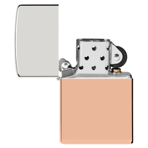 Vue de face du briquet tempête Zippo Bimetal Case Copper éteint, sans flamme