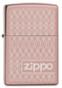 Frontansicht Zippo Feuerzeug hochglanzpoliert Rose Gold Geometric Pattern Wellen Logo Online Only