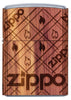 Vue de face briquet Zippo chromé Woodchuck flamme Zippo 360°