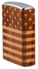 Vue de côté avant briquet Zippo chromé Woodchuck drapeau USA 360°