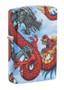 Vue de face 3/4 briquet Zippo blanc mat 540° Color Image avec dragon
