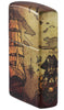 Vue de côté briquet Zippo blanc mat 540° Color Image avec navire pirate et carte au trésor