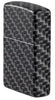 Vue de côté briquet Zippo blanc mat avec 540° Color Image et motif à carreaux rectangulaires