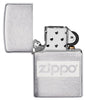 Briquet Zippo chromé avec logo Zippo, ouvert