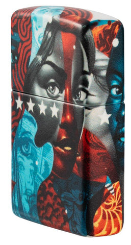 Vue de côté avant briquet Zippo Tristan Eaton