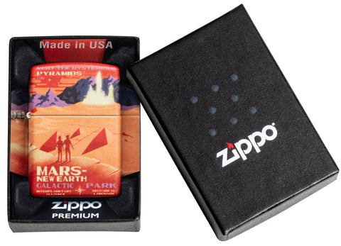 Zippo Feuerzeug 540 Grad rote Marslandschaft mit zwei Astronauten Online Only in offener Premium Box