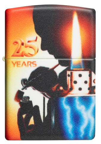 Vue de face du briquet Zippo 25 Years Collectible Airbrush Claudio Mazzi 540 Degree Design