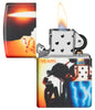 Briquet Zippo 25 ans de collection aérographe Claudio Mazzi 540 degrés Design ouvert avec flamme