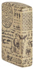 Briquet Zippo ¾ d'angle 540° vue de côté avec illustration en couleur et fait de métal qui montre des motifs alchimiques qui couvrent toute la surface avec des crânes, des bougies et des écritures mystérieuses.