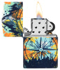 Briquet Zippo 540 degrés Design avec panneau indicateur dans le ciel nocturne coloré de la nature ouvert avec flamme