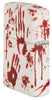 Briquet Zippo vue de côté arrière ¾ angle 540 degrés design blanc mat avec empreintes de mains ensanglantées
