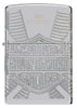 Briquet Zippo de collection 2022,  360° vue de face logo Harley Davidson avec gravures profondes sur briquet poli miroir à paroi épaisse.