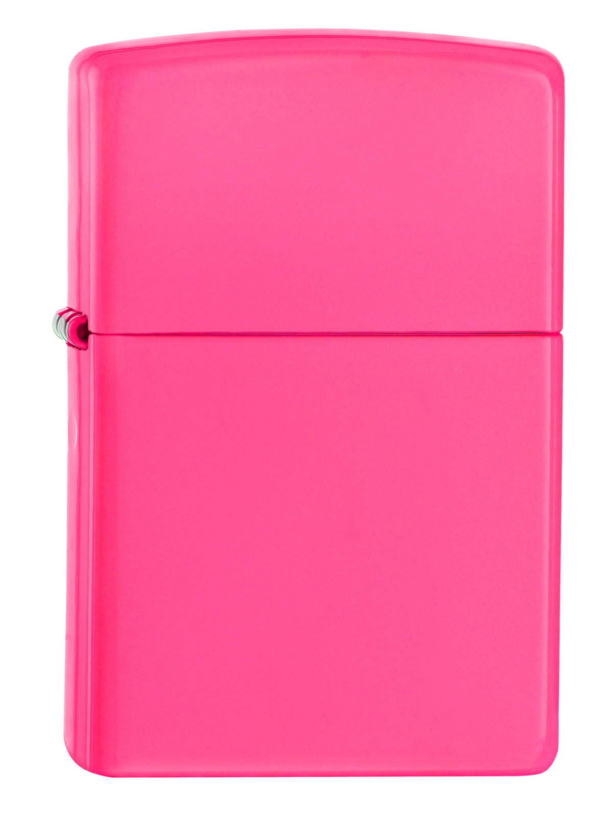 Vue de face 3/4 briquet Zippo rose fluo