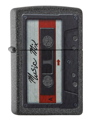 Vue de face briquet Zippo gris avec cassette