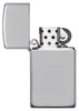 Briquet Zippo Slim chromé haute brillance, ouvert