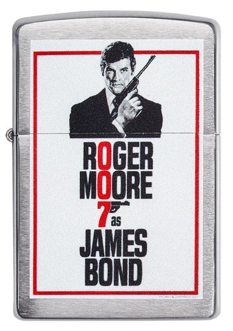 Vue de face briquet Zippo James Bond avec Roger Moore en James Bond