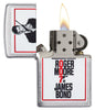 Briquet Zippo James Bond avec Roger Moore en James Bond, ouvert avec flamme