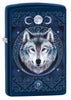 Vue de face 3/4 briquet Zippo tête de loup