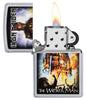 Briquet Zippo pochette Iron Maiden The Wicker Man, ouvert avec flamme