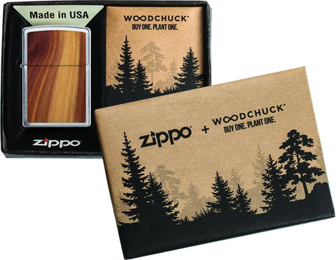 Zippo Woodchuck bois de cèdre, dans un emballage ouvert