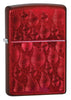 Vue de face 3/4 briquet Zippo rouge avec de nombreuses flammes Zippo