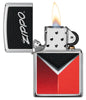  Briquet Zippo chromé rétro logo Zippo, ouvert avec flamme