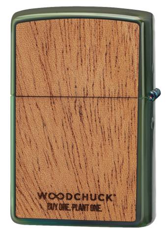 Dos Zippo Woodchuck avec flamme Zippo verte