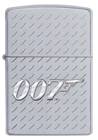 Vue de face briquet Zippo James Bond chromé avec logo 007