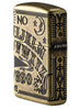 Vue de côté arrière briquet Zippo laiton antique gravure à 360° planche de Ouija