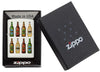 Briquet Zippo avec 8 bouteilles de bière, dans une boîte cadeau ouverte