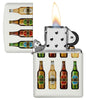 Briquet Zippo avec 8 bouteilles de bière, ouvert avec flamme