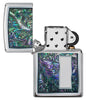 Briquet Zippo motif floral , ouvert