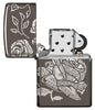 Briquet Zippo rose d'argent gris, ouvert