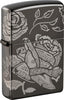 Vue de face 3/4 briquet Zippo rose d'argent gris