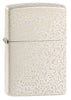 Vue de face 3/4 briquet Zippo Mercury Glass blanc or moucheté